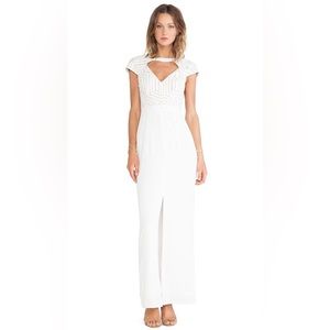 Lumier by Bariano Hunt and Gather Maxi Dress in White & Nude Small NEW NWT
